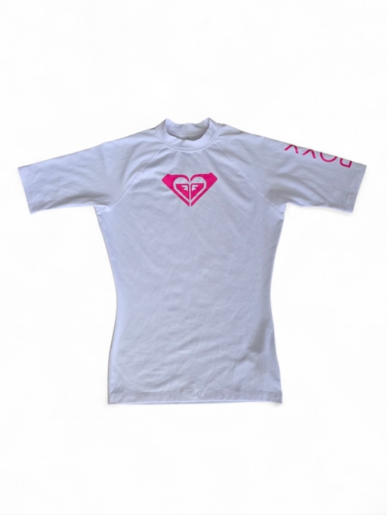 Roxy Other - Roxy White & Pink Short Sleeve Rash Guard Surf Swim Top Medium